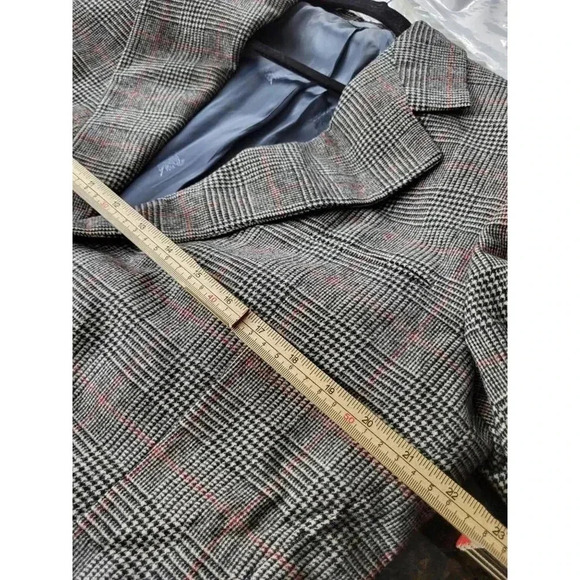 Vintage Mens Burberry Double Breasted Blazer Gray 100% Wool Plaid Lined Notch 42 - Picture 4 of 10